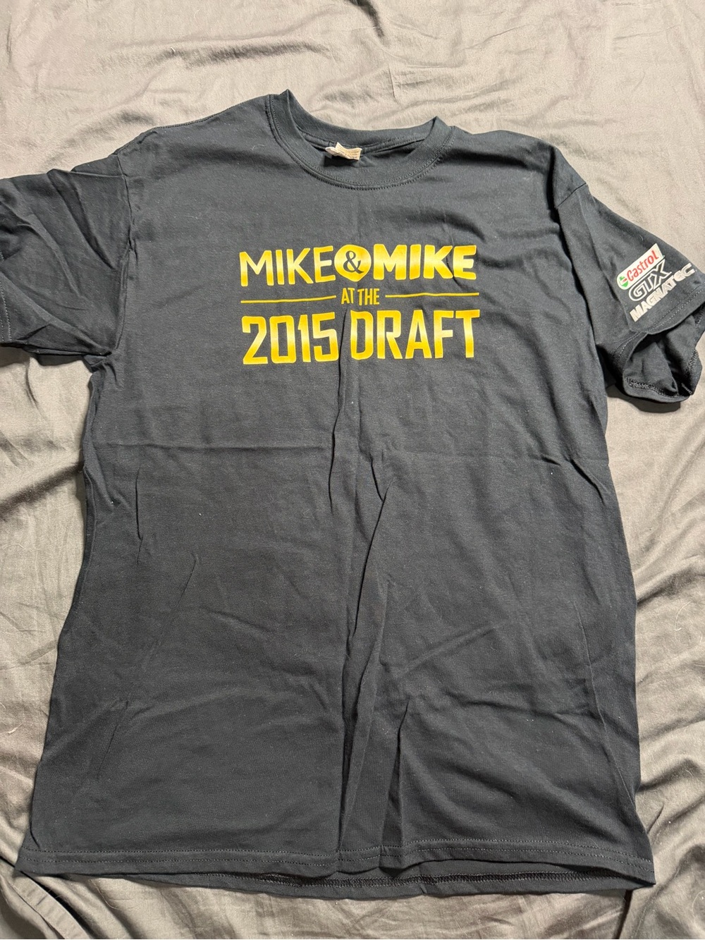 Gildan Black Short-Sleeve Tee with Yellow 'Mike & Mike 2015 Draft' Print